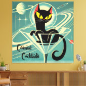 Atomfuturistic Space Age Black Cat Martini Leinwanddruck (Insitu (Wohnzimmer))