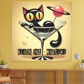 Atomfuturistic Space Age Black Cat Martini Leinwanddruck (Insitu (Wohnzimmer))