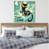 Atomfuturistic Space Age Black Cat Martini Leinwanddruck (Insitu (Schlafzimmer))