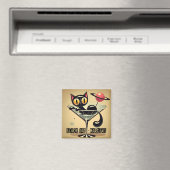 Atomfuturistic Space Age Black Cat Martini Magnet (In Situ (Geschirrspüler))
