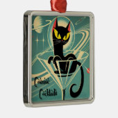 Atomfuturistic Space Age Black Cat Martini Ornament Aus Metall (Rechts)