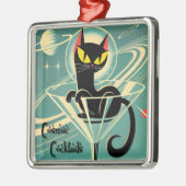 Atomfuturistic Space Age Black Cat Martini Ornament Aus Metall (Links)