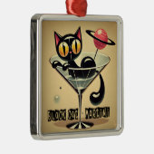 Atomfuturistic Space Age Black Cat Martini Ornament Aus Metall (Rechts)