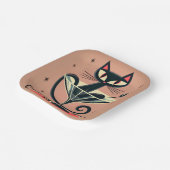 Atomfuturistic Space Age Black Cat Martini Pappteller (Gewinkelt)