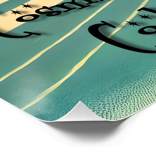 Atomfuturistic Space Age Black Cat Martini Poster (Ecke)