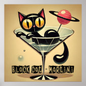 Atomfuturistic Space Age Black Cat Martini Poster (Vorne)