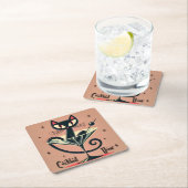 Atomfuturistic Space Age Black Cat Martini Rechteckiger Pappuntersetzer (Vor Ort)