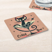 Atomfuturistic Space Age Black Cat Martini Rechteckiger Pappuntersetzer (angewinkelt)