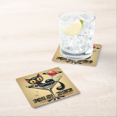 Atomfuturistic Space Age Black Cat Martini Rechteckiger Pappuntersetzer (Vor Ort)