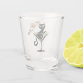 Atomfuturistic Space Age Black Cat Martini Schnapsglas (Rückseite)