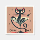 Atomfuturistic Space Age Black Cat Martini Serviette (Vorderseite)