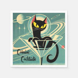 Atomfuturistic Space Age Black Cat Martini Serviette