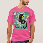 Atomfuturistic Space Age Black Cat Martini T-Shirt (Vorderseite)