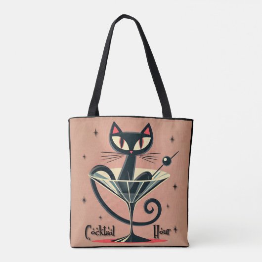 Atomfuturistic Space Age Black Cat Martini Tasche (Rückseite)