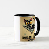 Atomfuturistic Space Age Black Cat Martini Tasse (VorderseiteRechts)