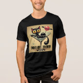 Atomfuturistic Space Age Black Cat Martini Tri-Blend Shirt (Vorderseite)
