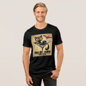 Atomfuturistic Space Age Black Cat Martini Tri-Blend Shirt (Vorderseite voll)