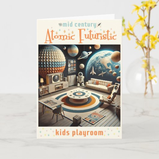 Atomfuturistic Space Age Kids Playroom Karte (Gelbe Blume)