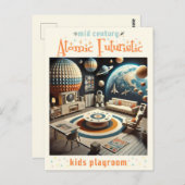Atomfuturistic Space Age Kids Playroom Postkarte (Vorne/Hinten)