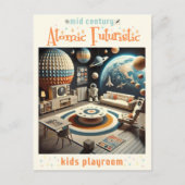 Atomfuturistic Space Age Kids Playroom Postkarte (Vorderseite)