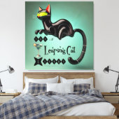 Atomfuturistic The Leaping Cat Lounge Leinwanddruck (Insitu (Schlafzimmer))