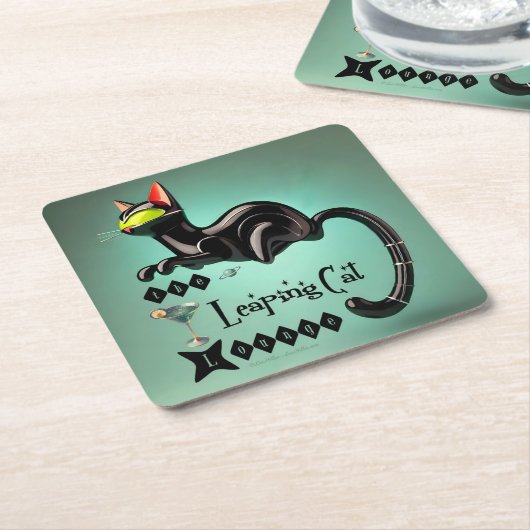 Atomfuturistic The Leaping Cat Lounge Rechteckiger Pappuntersetzer (angewinkelt)