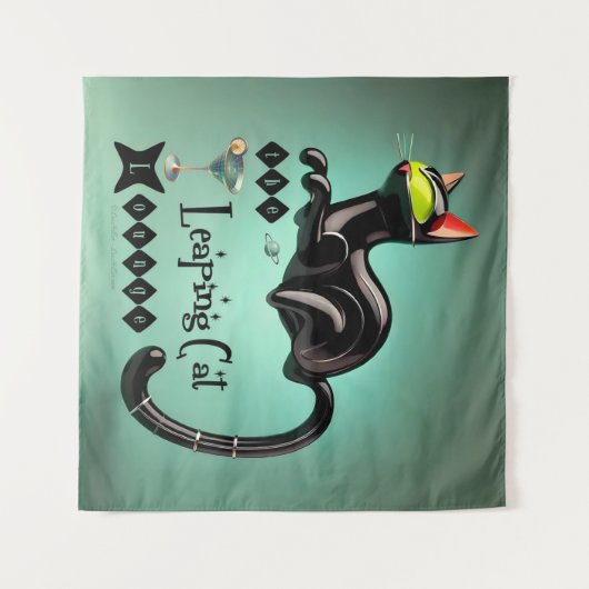 Atomfuturistic The Leaping Cat Lounge Wandteppich (Vorderseite (Horizontal))