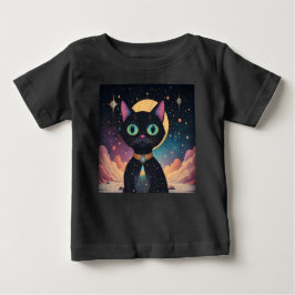 Atomfuturistische, kosmische schwarze Katze im Mon Baby T-shirt