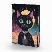 Atomfuturistische, kosmische schwarze Katze im Mon Fotoblock (Rechts)