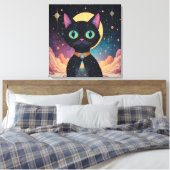 Atomfuturistische, kosmische schwarze Katze im Mon Leinwanddruck (Insitu (Schlafzimmer))