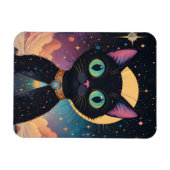 Atomfuturistische, kosmische schwarze Katze im Mon Magnet (Horizontal)