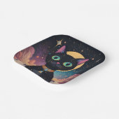 Atomfuturistische, kosmische schwarze Katze im Mon Pappteller (Gewinkelt)