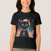 Atomfuturistische, kosmische schwarze Katze im Mon Tri-Blend Shirt (Vorderseite)