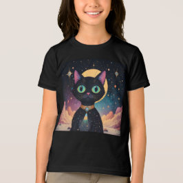Atomfuturistische, kosmische schwarze Katze im Mon Tri-Blend Shirt
