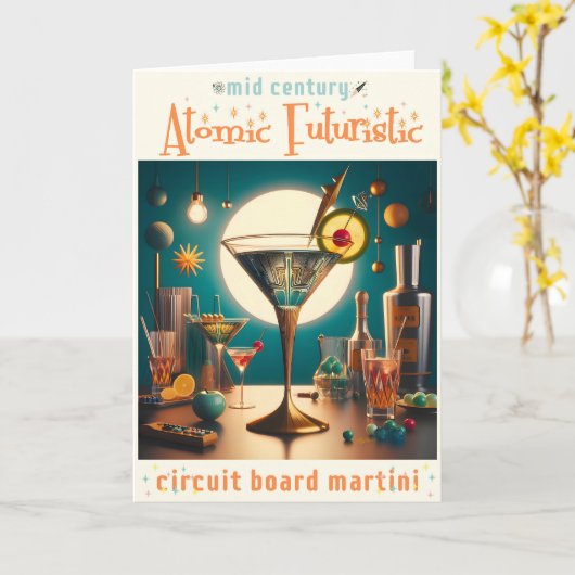 Atomfuturistische Schalttafel Martini Karte (Gelbe Blume)