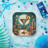 Atomfuturistische Schalttafel Martini Pappteller (Party)