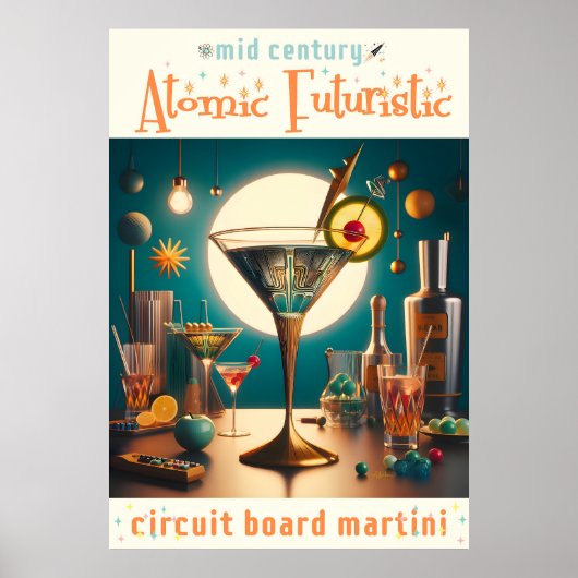 Atomfuturistische Schalttafel Martini Poster (Vorne)