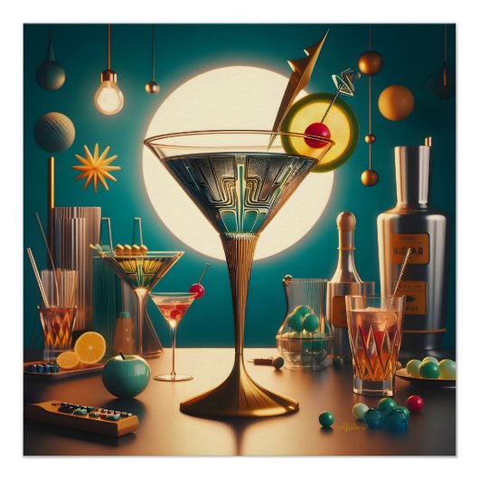 Atomfuturistische Schalttafel Martini Poster (Vorderseite)