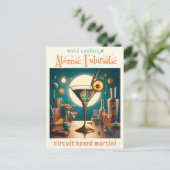 Atomfuturistische Schalttafel Martini Postkarte (Stehend Vorderseite)