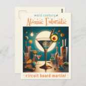 Atomfuturistische Schalttafel Martini Postkarte (Vorne/Hinten)