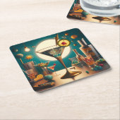 Atomfuturistische Schalttafel Martini Rechteckiger Pappuntersetzer (angewinkelt)