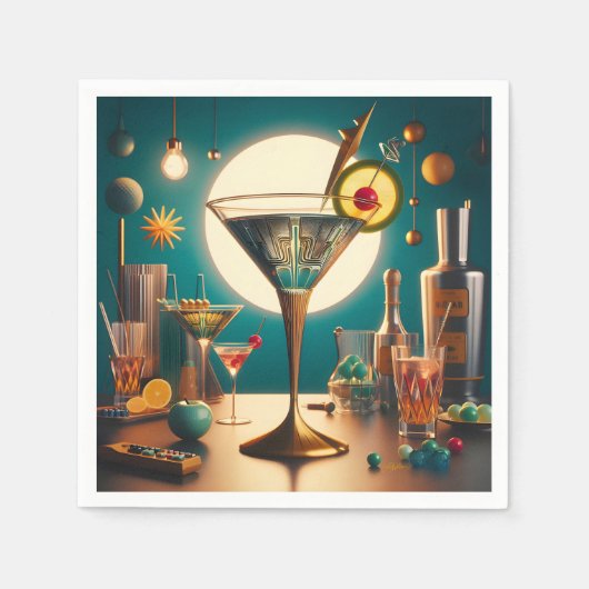 Atomfuturistische Schalttafel Martini Serviette (Vorderseite)