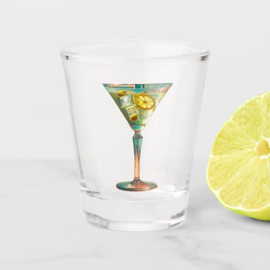 Atomfuturistische Zitrone Olive Martini Mitte des Schnapsglas (Vorderseite)