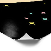 Atomfuturistischer Schwarzer Katzenmond mit Text Poster (Ecke)