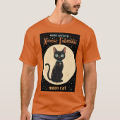 Atomfuturistischer Schwarzer Katzenmond mit Text T-Shirt (Vorderseite)