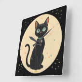 Atomfuturistischer Schwarzkatzenmoon Quadratische Wanduhr (Winkel)