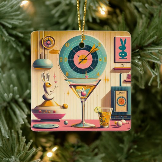 Atomfuturistisches Kaninchen Martini Mitte des Jah Keramikornament (Baum)