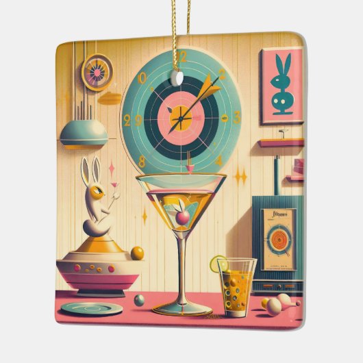 Atomfuturistisches Kaninchen Martini Mitte des Jah Keramikornament (Links)