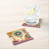 Atomfuturistisches Kaninchen Martini Mitte des Jah Rechteckiger Pappuntersetzer (Vor Ort)