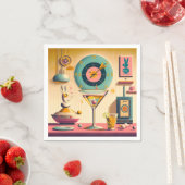 Atomfuturistisches Kaninchen Martini Mitte des Jah Serviette (Beispiel)